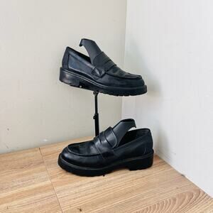 Steve Madden Black Leather Chunky Penny Loafers Women’s Size 6